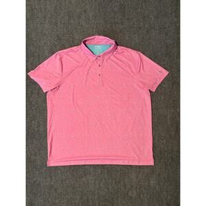 Birdie Bound Pink Blue White Spot Men's Golf Polo Shirt Size 3XL- EUC